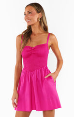 Dixie Mini Dress ~ Hot Pink Poplin