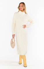 Montreal Midi Dress ~ Cream Cable Knit