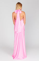 Lisa Maxi Dress ~ Pink Luxe Satin
