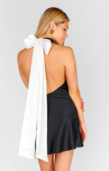 Lisa Mini Dress ~ Black and White Luxe Satin