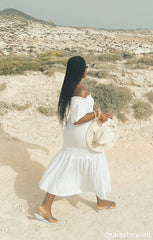 Rom Com Midi Dress ~ White Texture Stretch