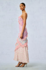 Rialto Silk Mixed Heirloom Print Dress