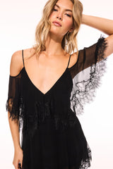 Selune Silk Lace-Trimmed Mini Dress