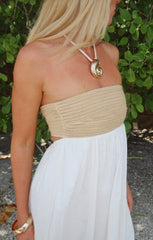 Dockside Maxi Dress ~ White Voile With Twisted Rope