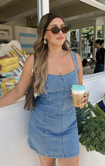 Steph Mini Dress ~ Gloomy Blue