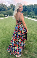 Juliet Maxi Dress ~ Charm Peony Black Taffeta