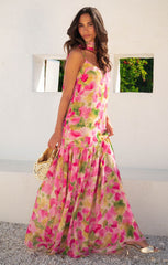Dalia Maxi Dress ~ Watercolor Floral Chiffon