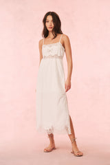 Vinca Cotton Lace Bow Midi Dress