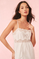 Vinca Cotton Lace Bow Midi Dress