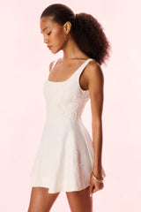 Vionne Denim Embroidered Mini Dress