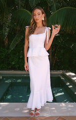 Pauline Peplum Dress ~ White