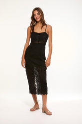 Celadine Cotton Lace-Trimmed Midi Dress