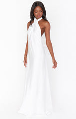 Jasmine Halter Maxi Dress ~ Ivory Luxe Satin