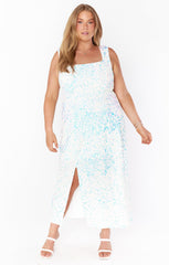 Eden Midi Dress ~ White Sparkle Sequins