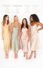 Verona Cowl Dress ~ Rose Gold Luxe Satin