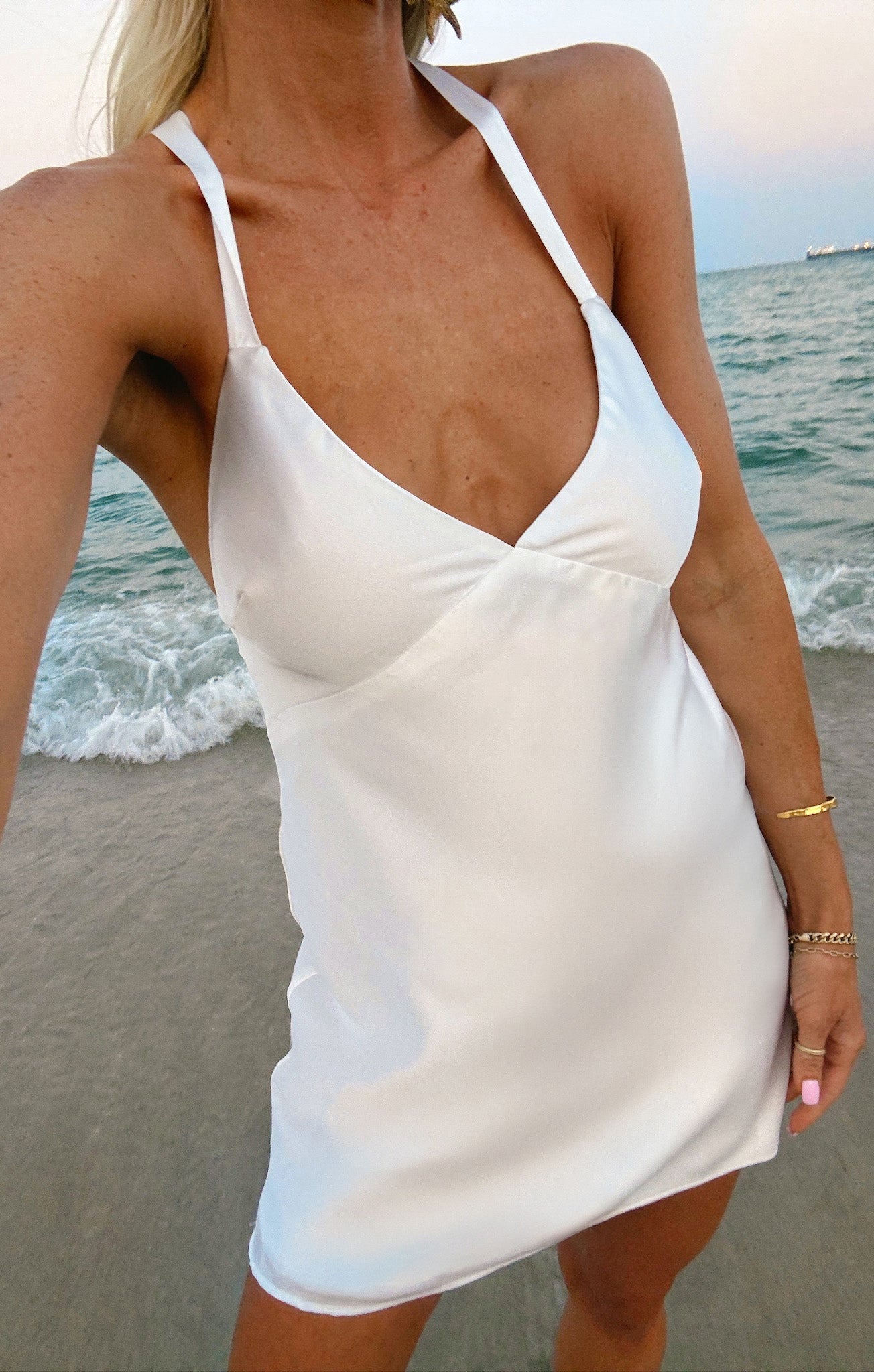 Anderson Mini Dress ~ Ivory Luxe Satin