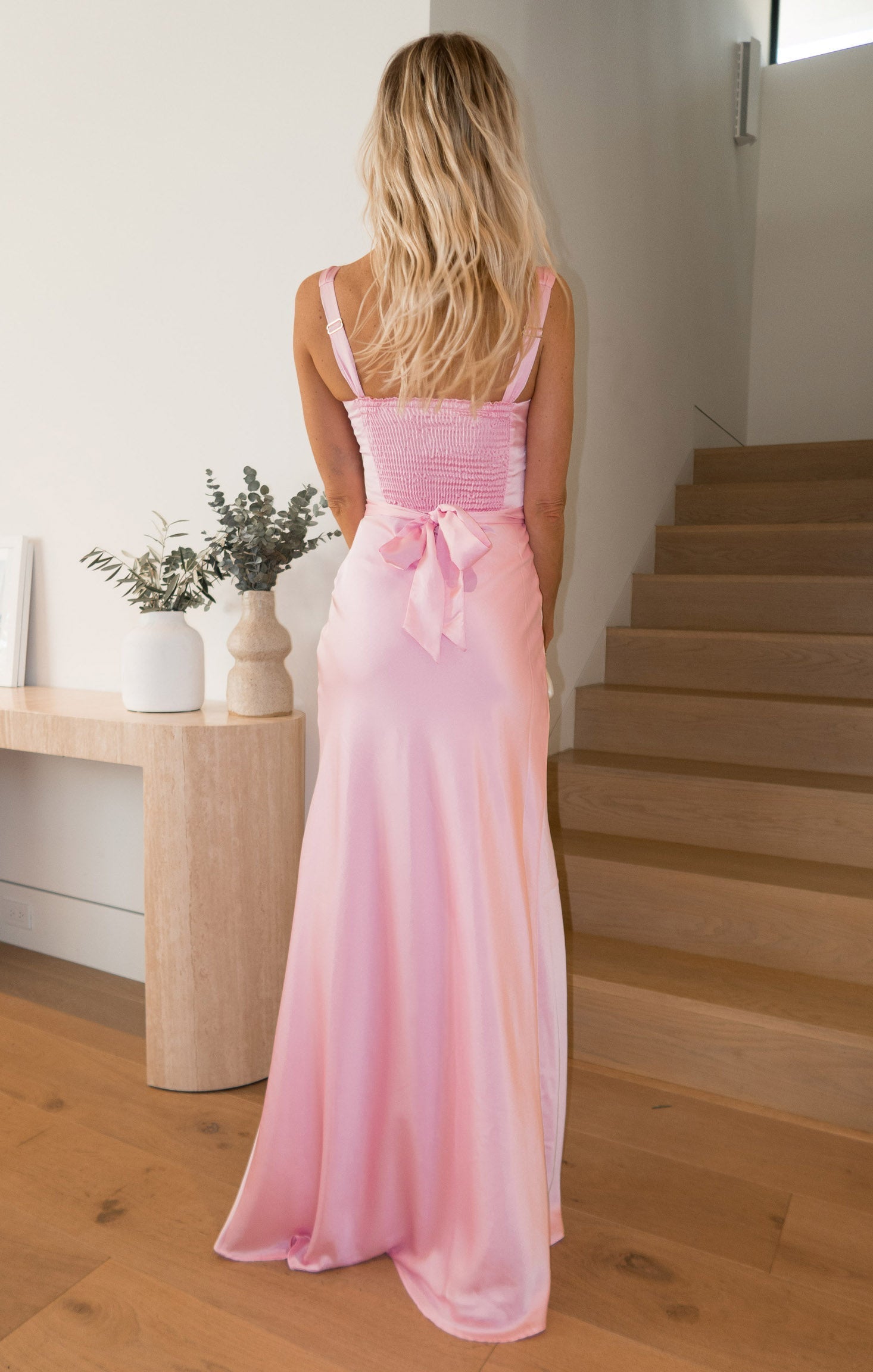 Lana Maxi Dress ~ Light Pink Luxe Satin