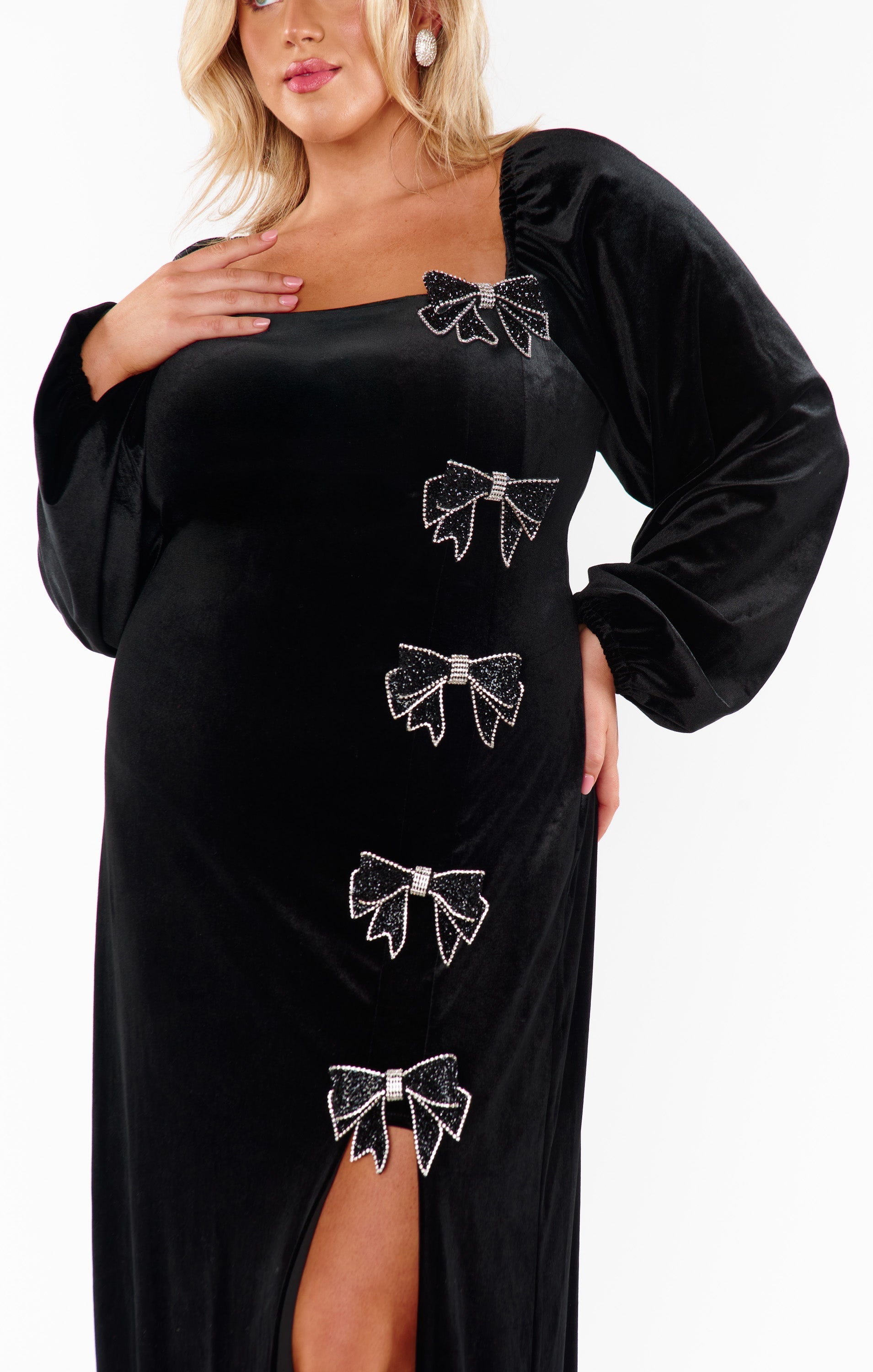 Eloise Dress ~ Velvet with Rhinestone Bows