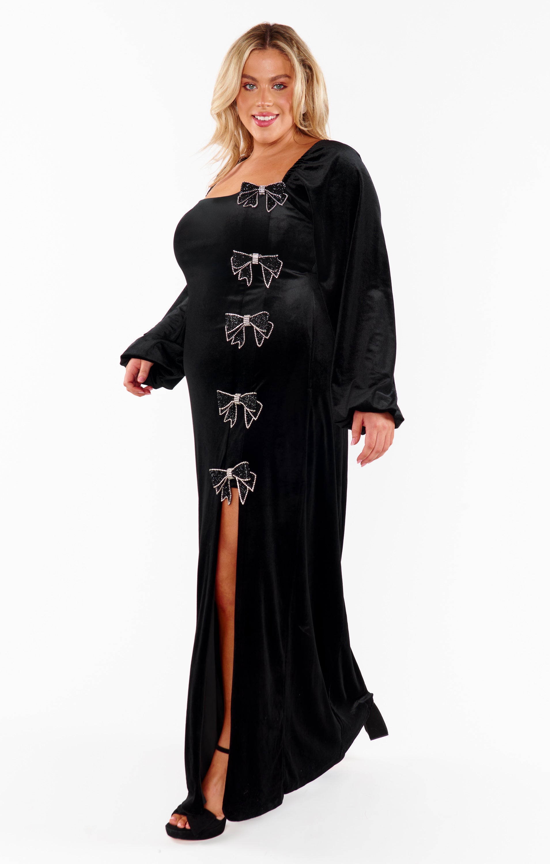 Eloise Dress ~ Velvet with Rhinestone Bows