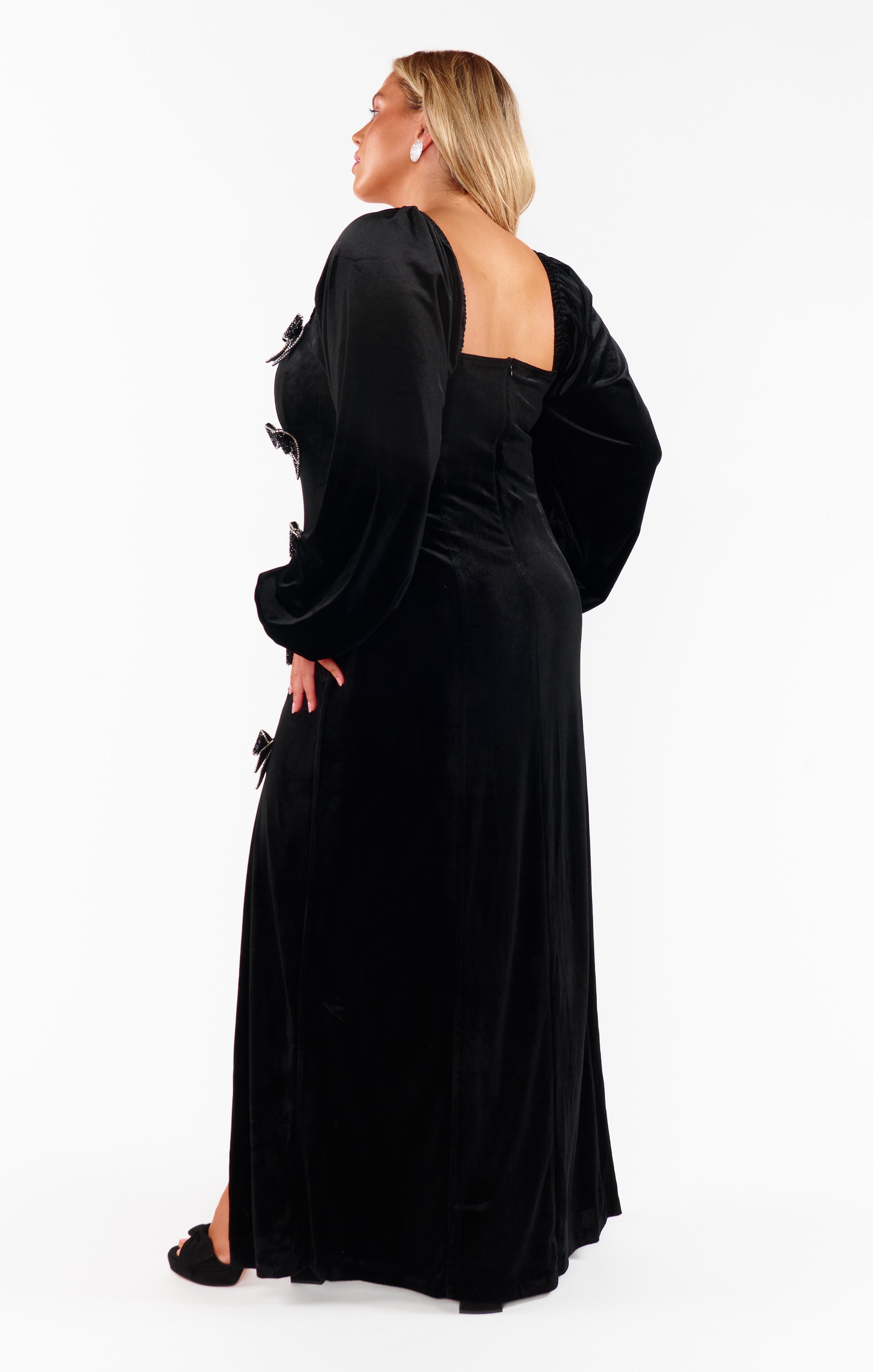 Eloise Dress ~ Velvet with Rhinestone Bows