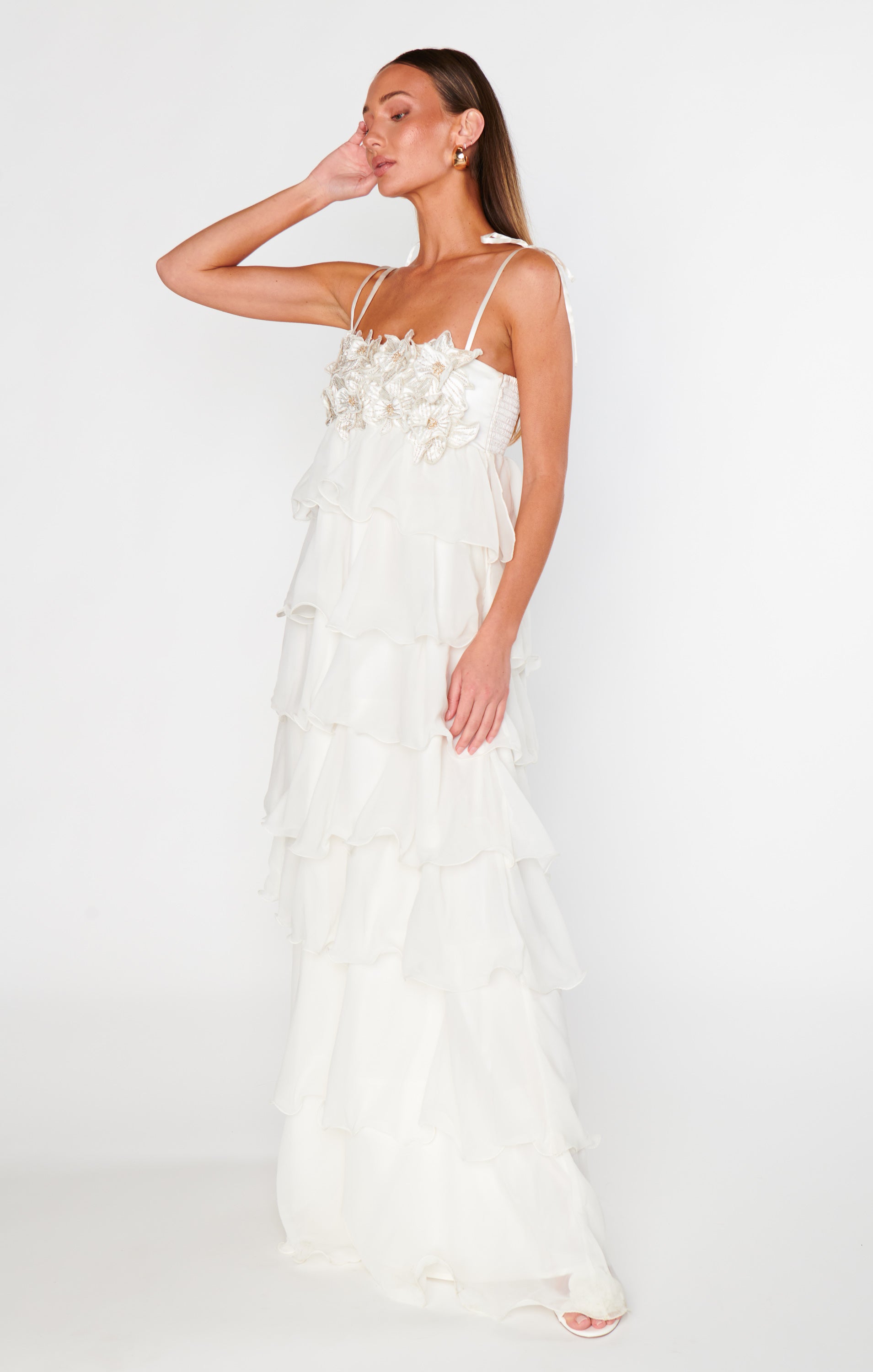 Gabriella Maxi Dress ~ White Enchanted Embellishment