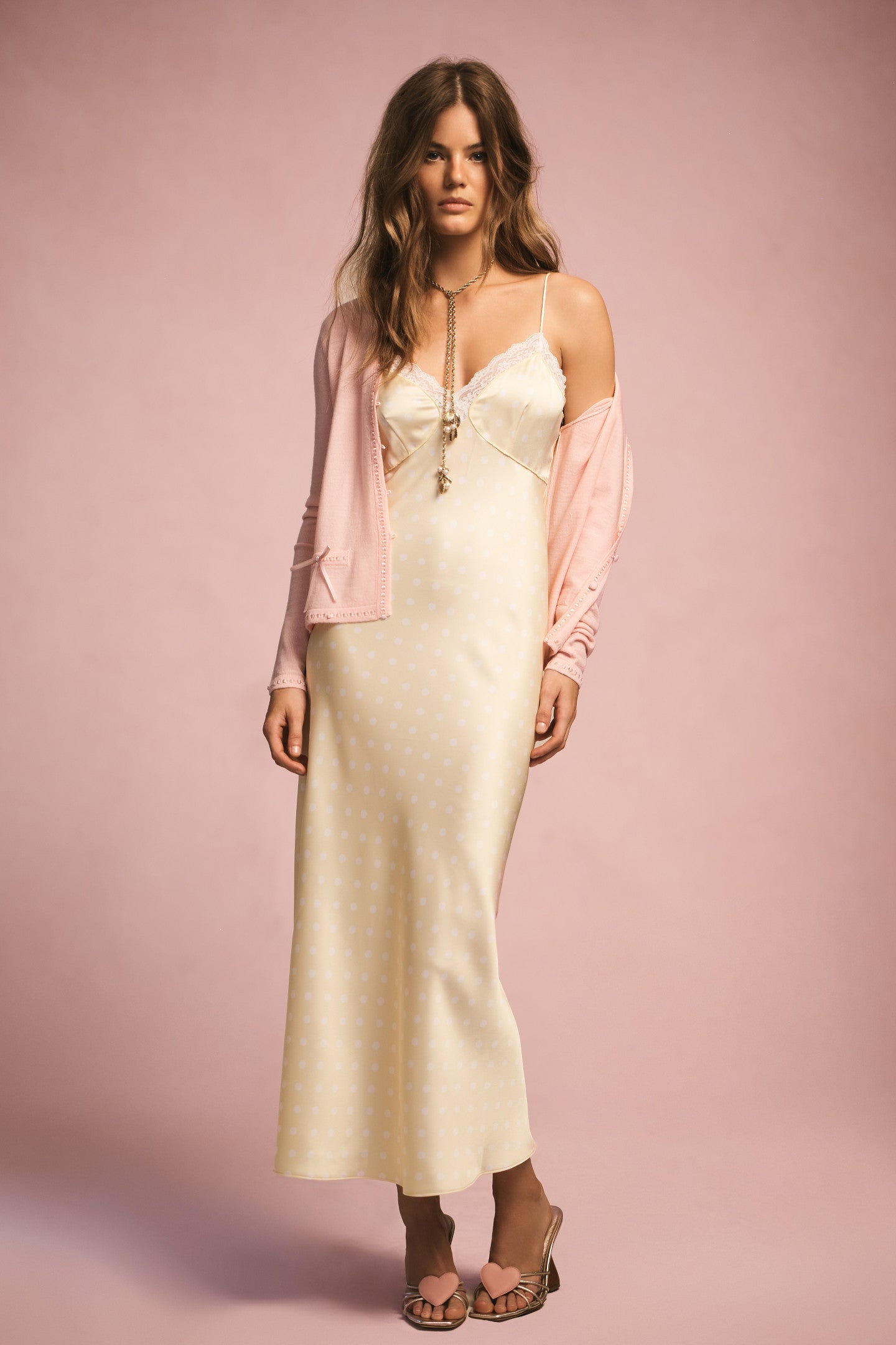 Manuela Satin Polkadot Maxi Slip Dress