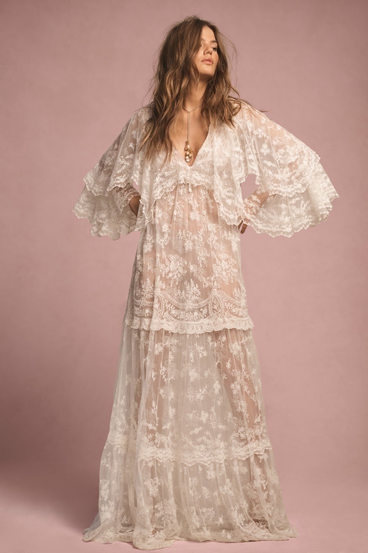 Roylan Lace Mesh Maxi Dress