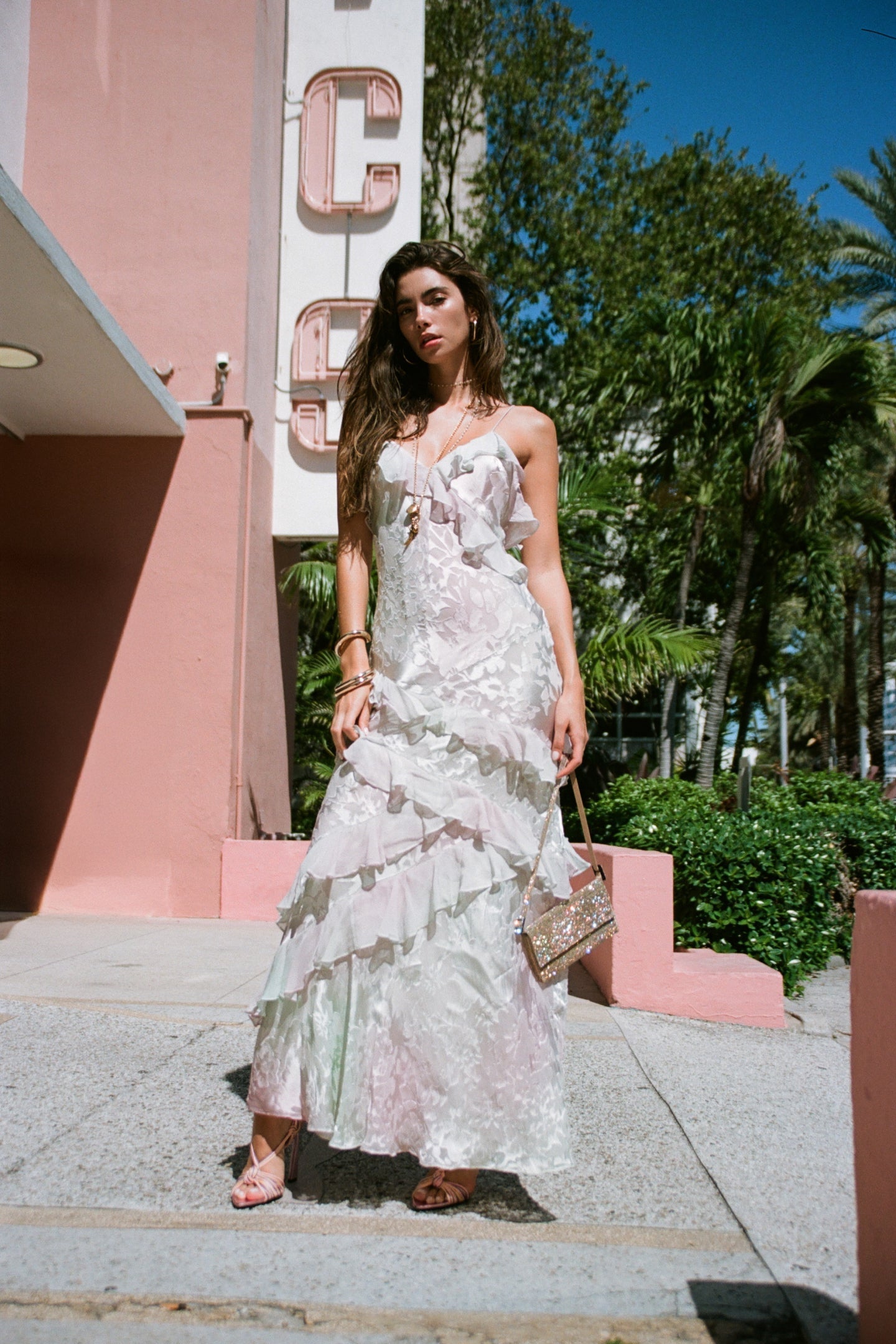 Rialto Pastel Ruffle Maxi Dress - LILAC SPRING