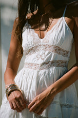 Zima Cotton Lace Bow Mini Dress