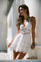 Zima Cotton Lace Bow Mini Dress