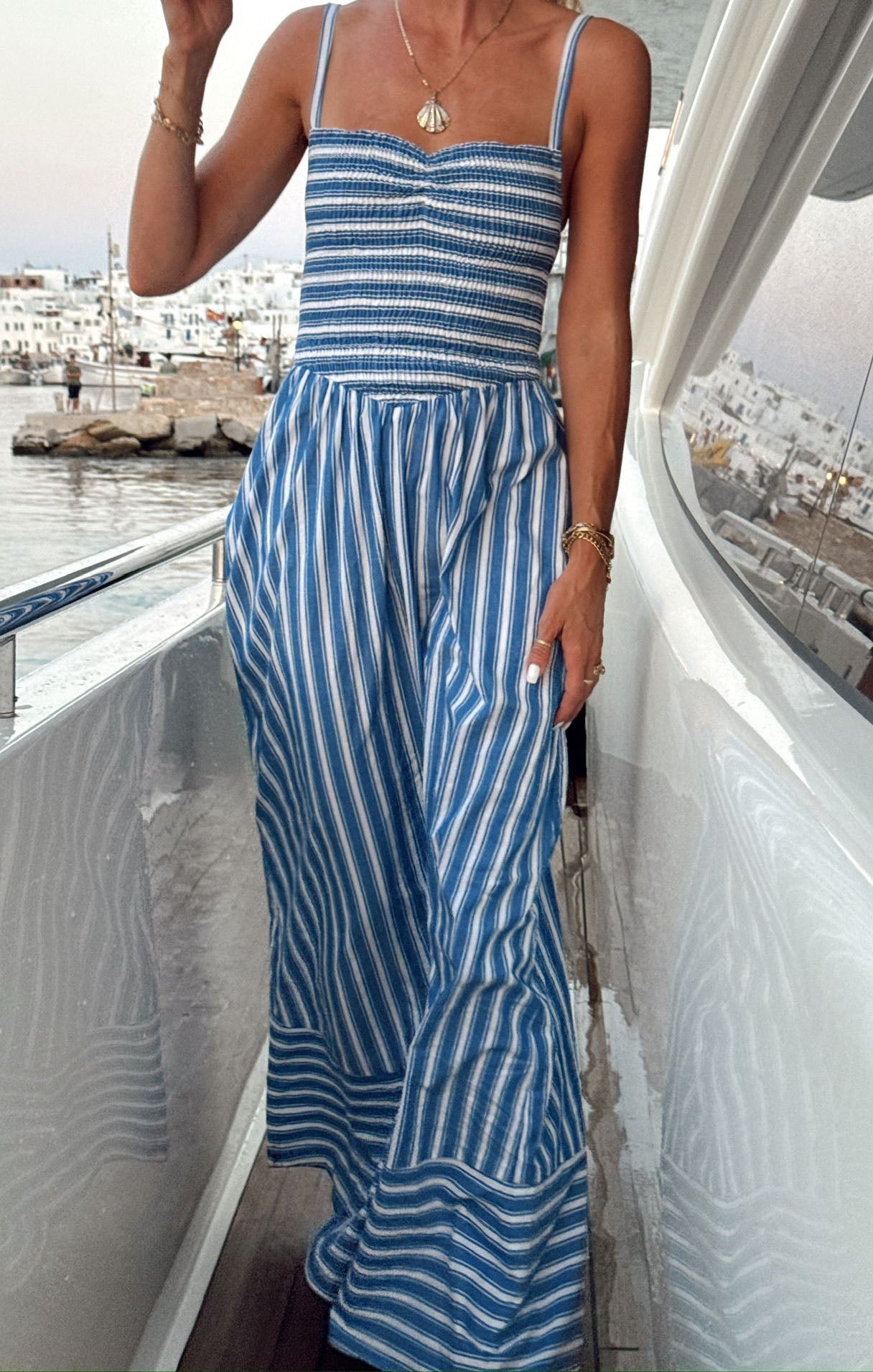 Dixie Maxi Dress ~ Coastal Blue Stripe