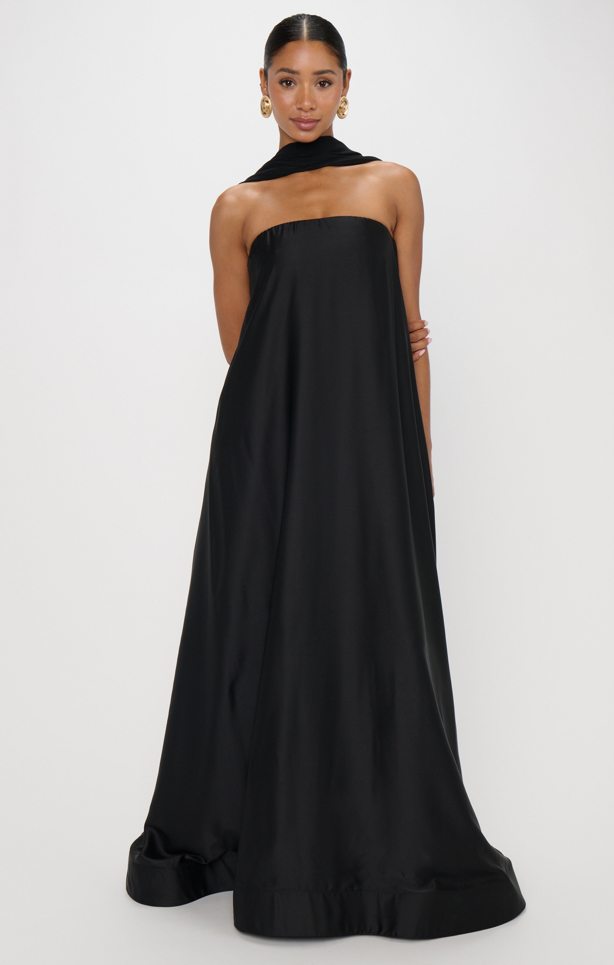 Tinsley Tube Dress ~ Black Luxe Satin