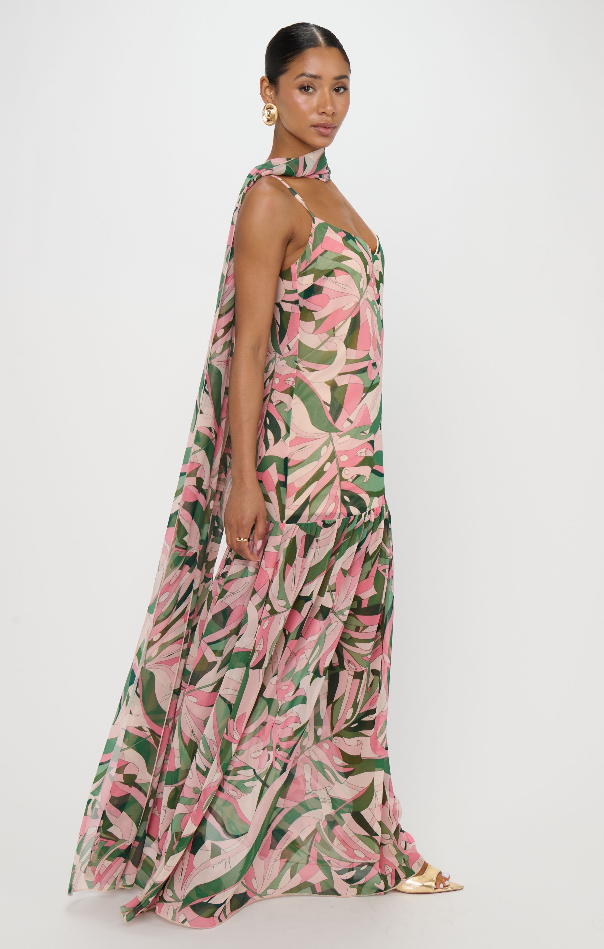 Dalia Maxi Dress ~ Flamingo Palms