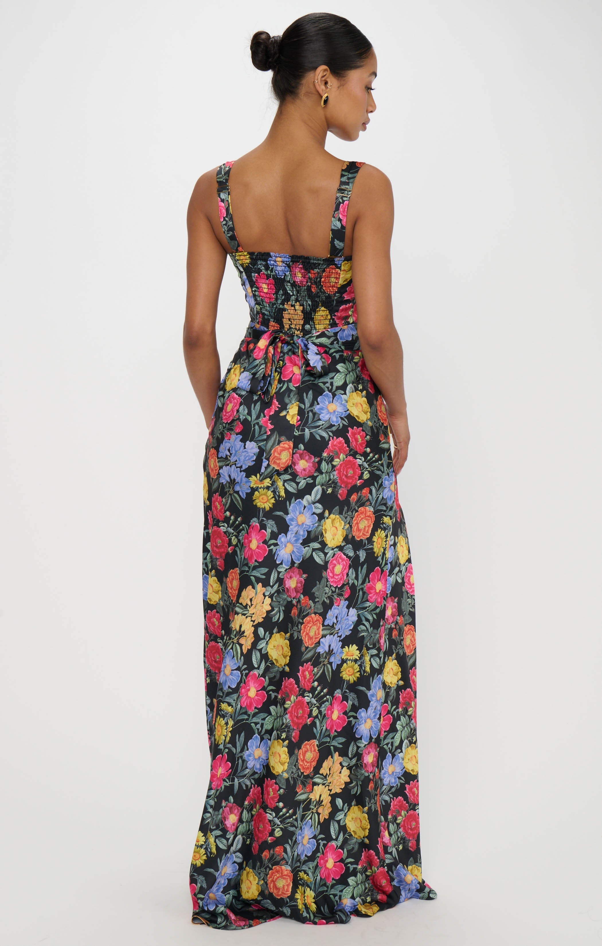 Lana Maxi Dress ~ Charm Peony Black Luxe Satin