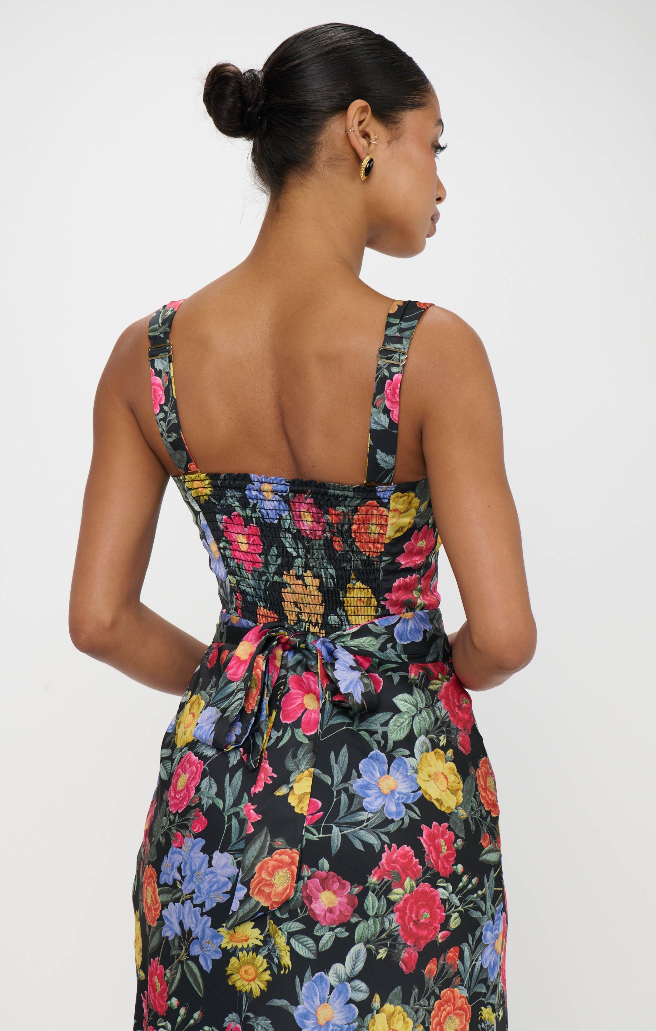 Lana Maxi Dress ~ Charm Peony Black Luxe Satin