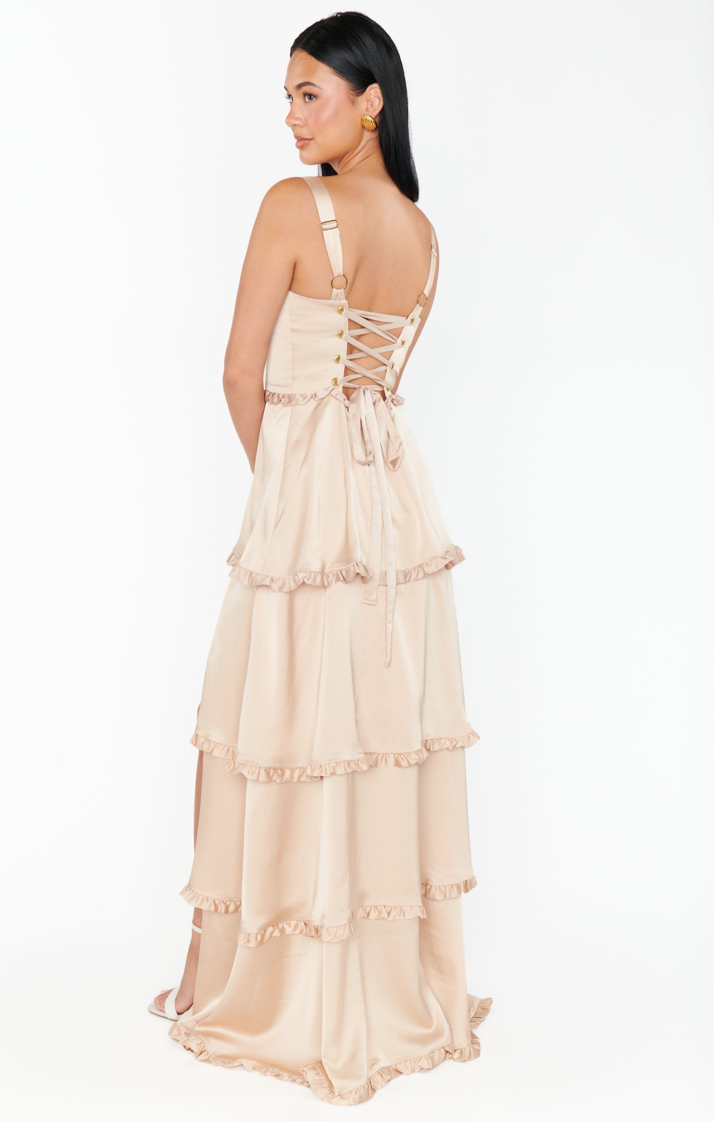Lady Corset Dress ~ Champagne Luxe Satin