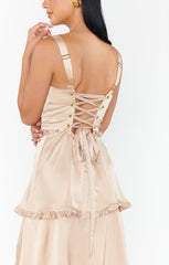 Lady Corset Dress ~ Champagne Luxe Satin