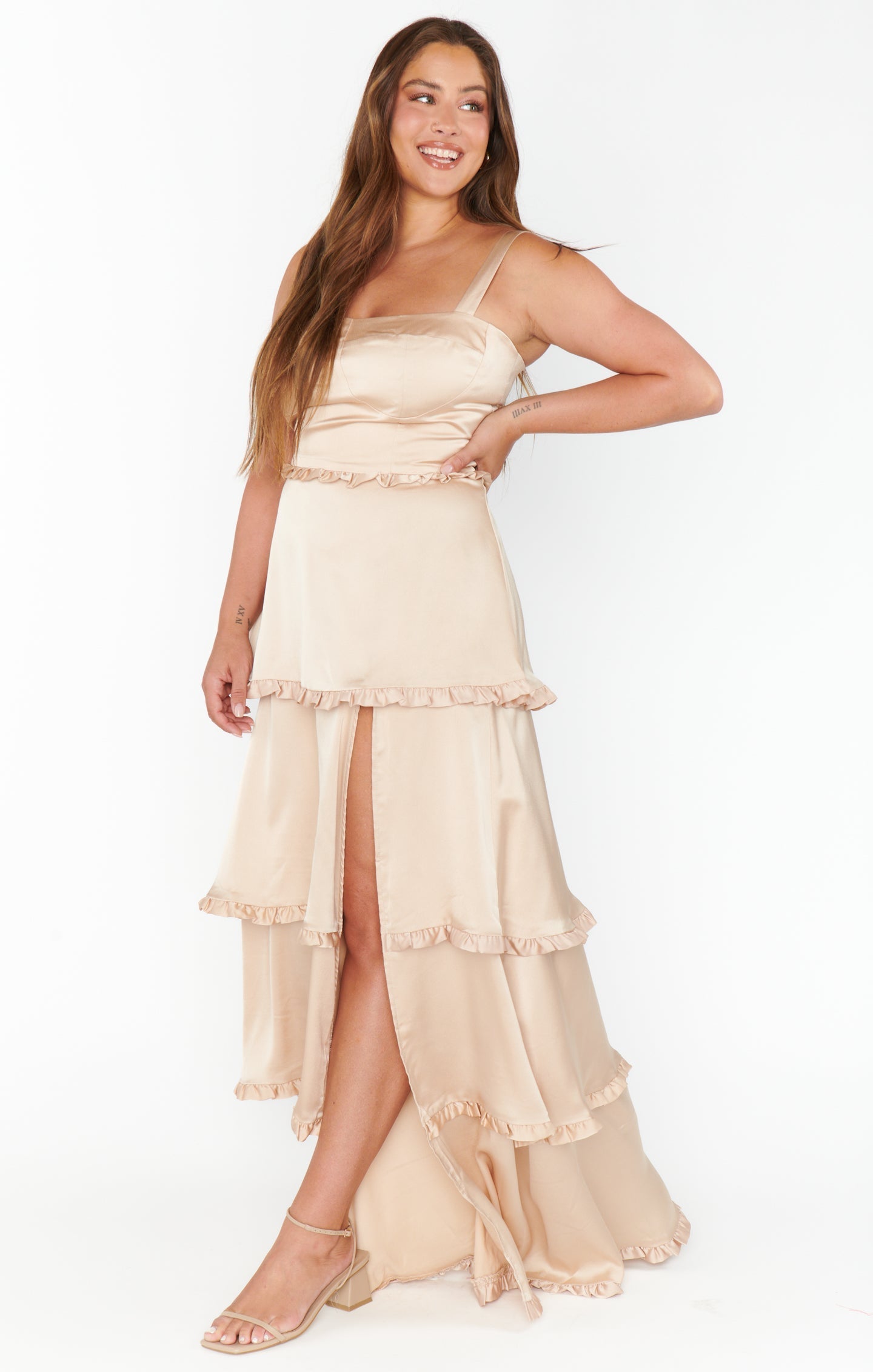 Lady Corset Dress ~ Champagne Luxe Satin