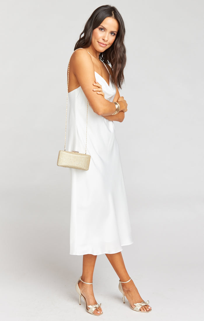 Verona Cowl Dress ~ Ivory Luxe Satin