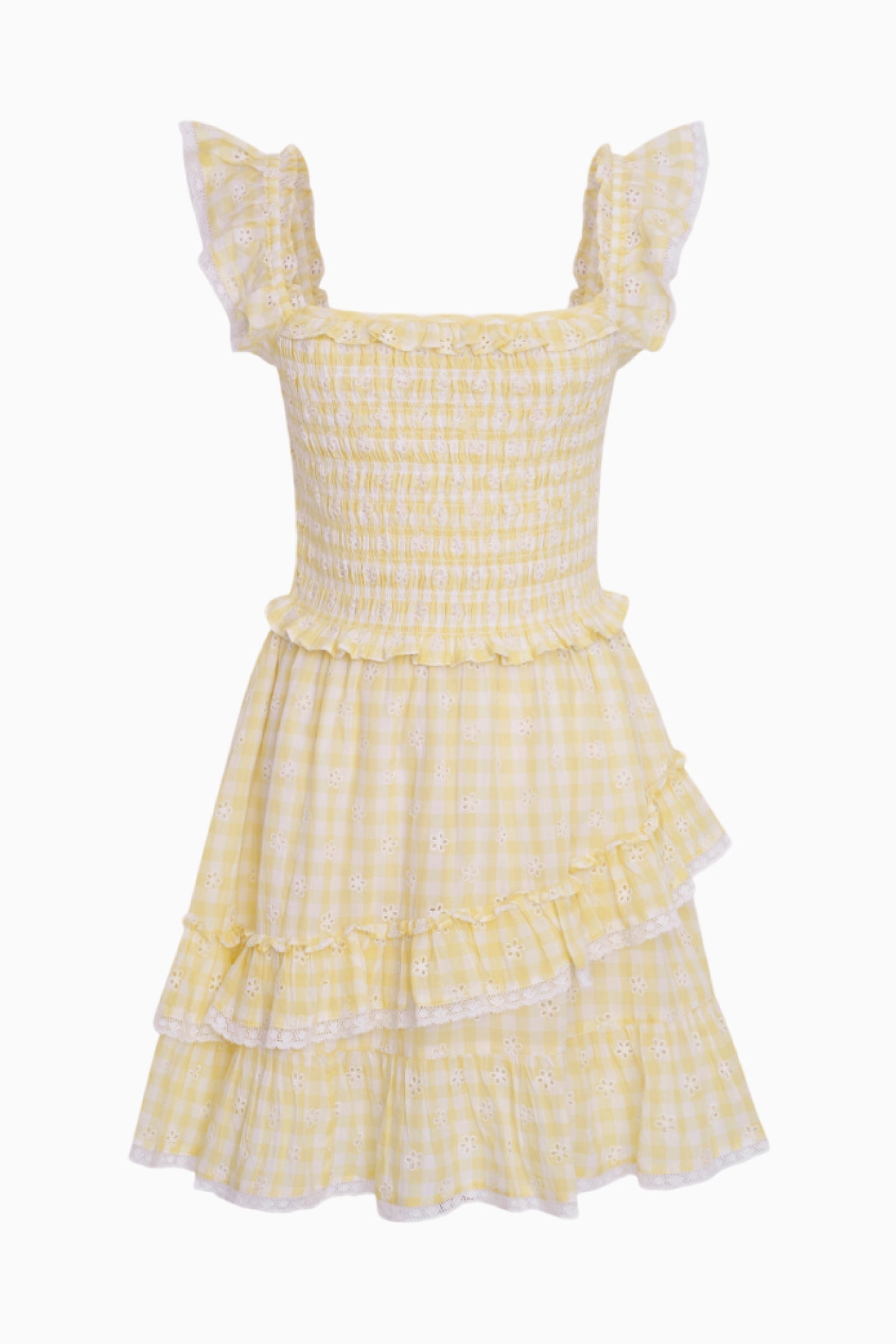 Aline Gingham Eyelet Mini Dress