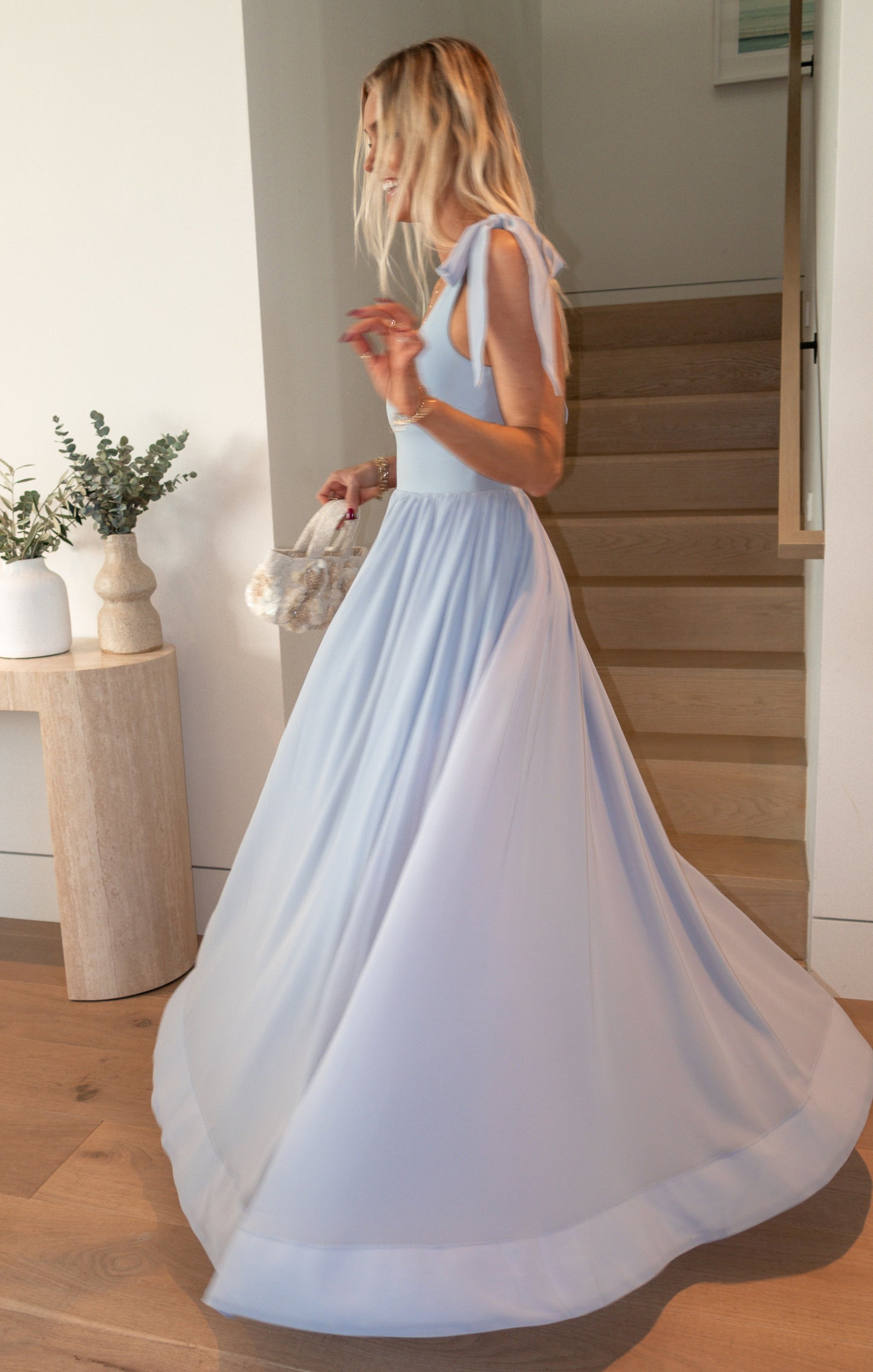 Harper Maxi Dress ~ Steel Blue Chiffon