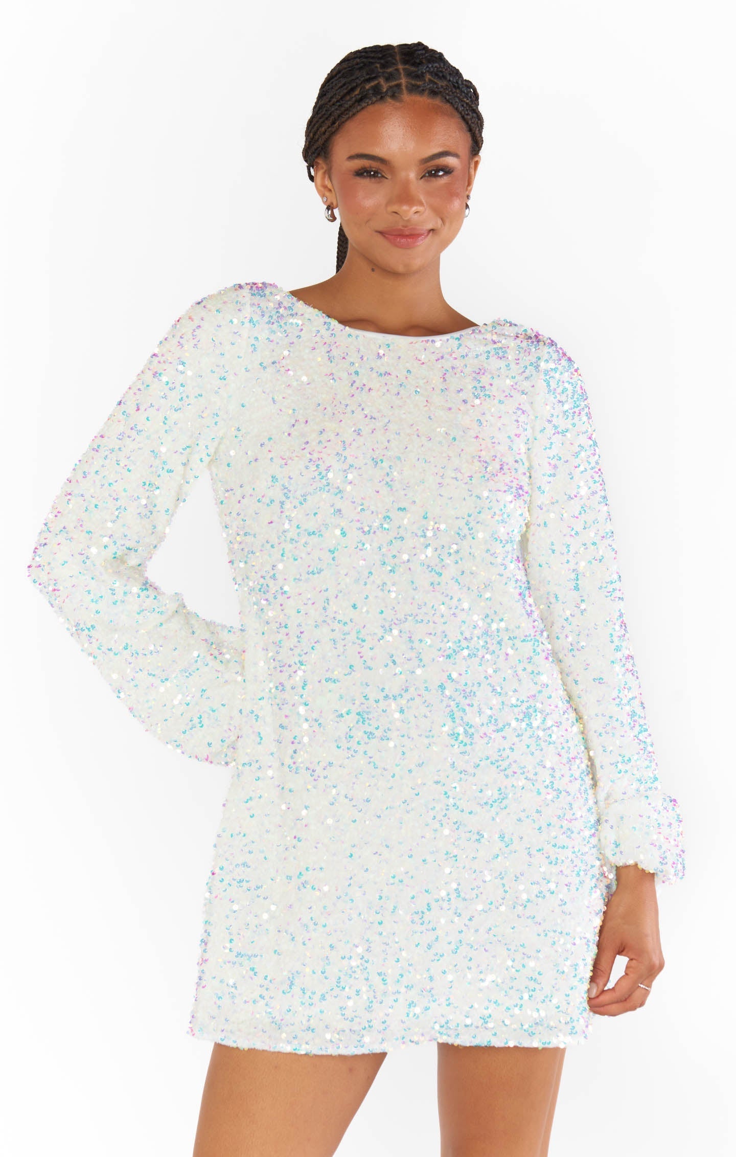 Clarabelle Dress ~ White Sparkle Sequins
