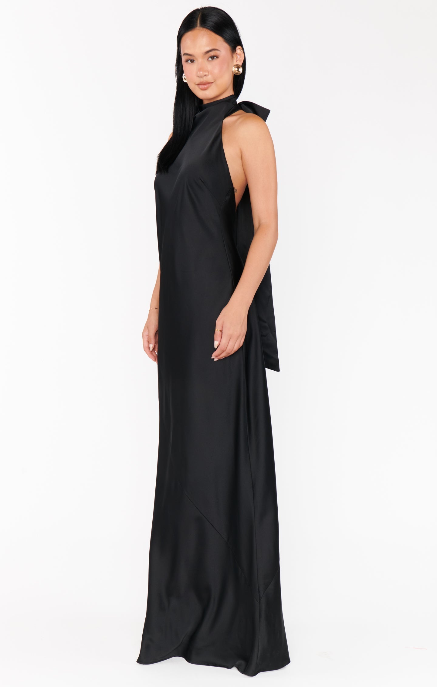 Lisa Maxi Dress ~ Black Luxe Satin
