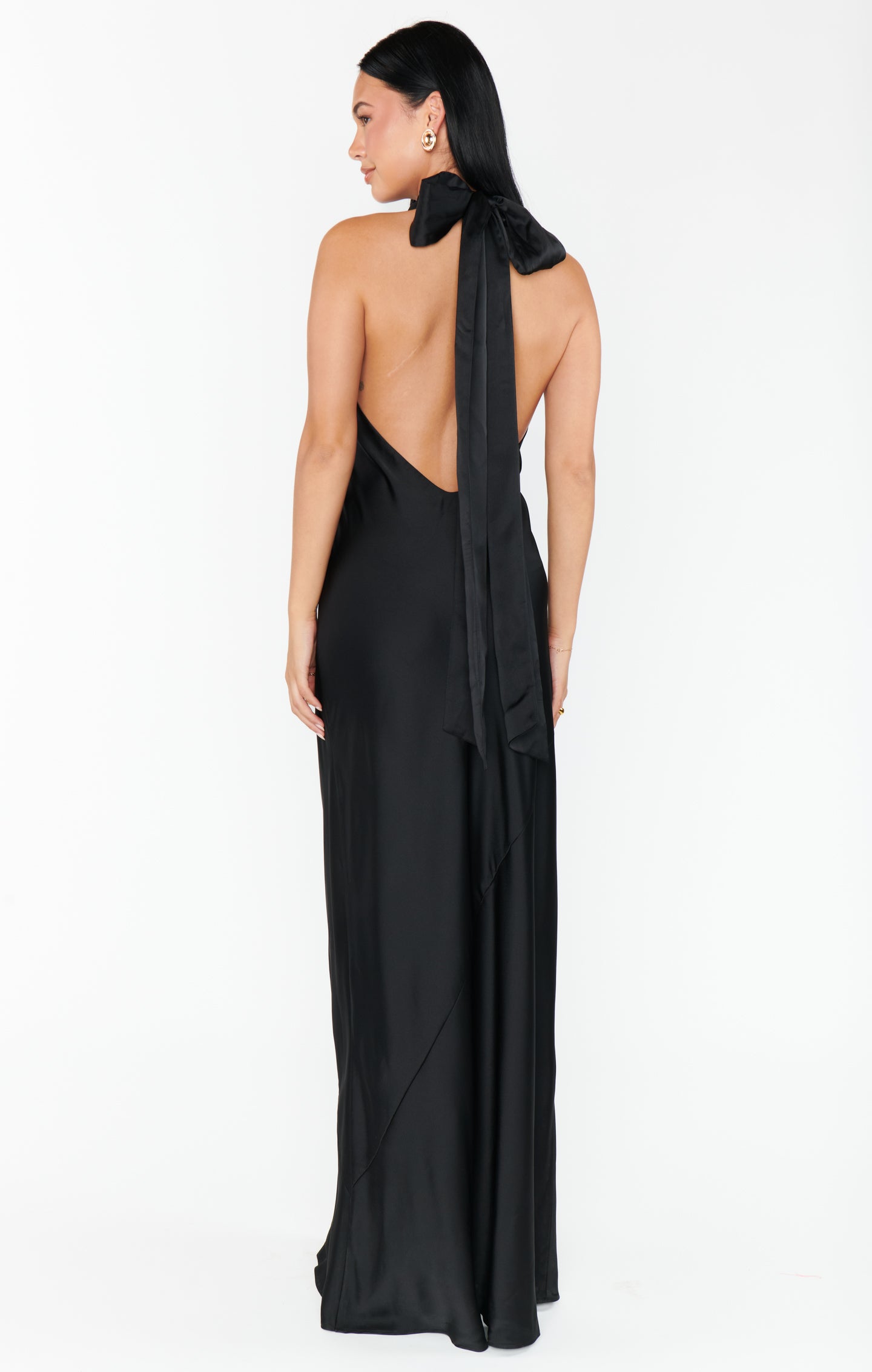 Lisa Maxi Dress ~ Black Luxe Satin