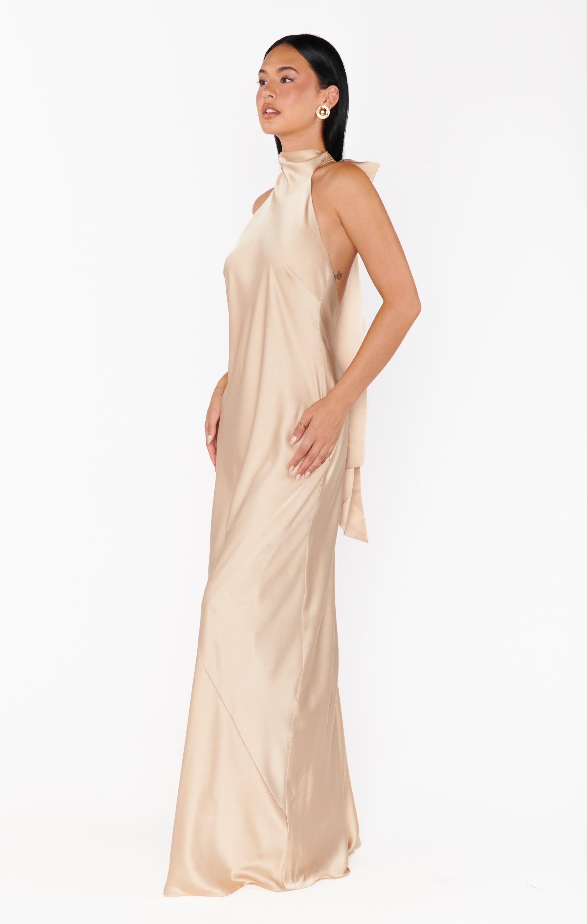 Lisa Maxi Dress ~ Champagne Luxe Satin