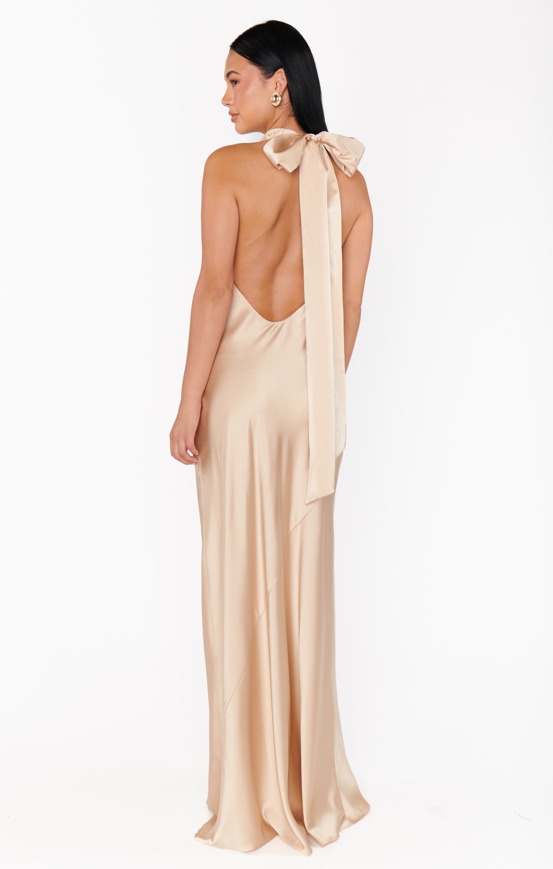 Lisa Maxi Dress ~ Champagne Luxe Satin