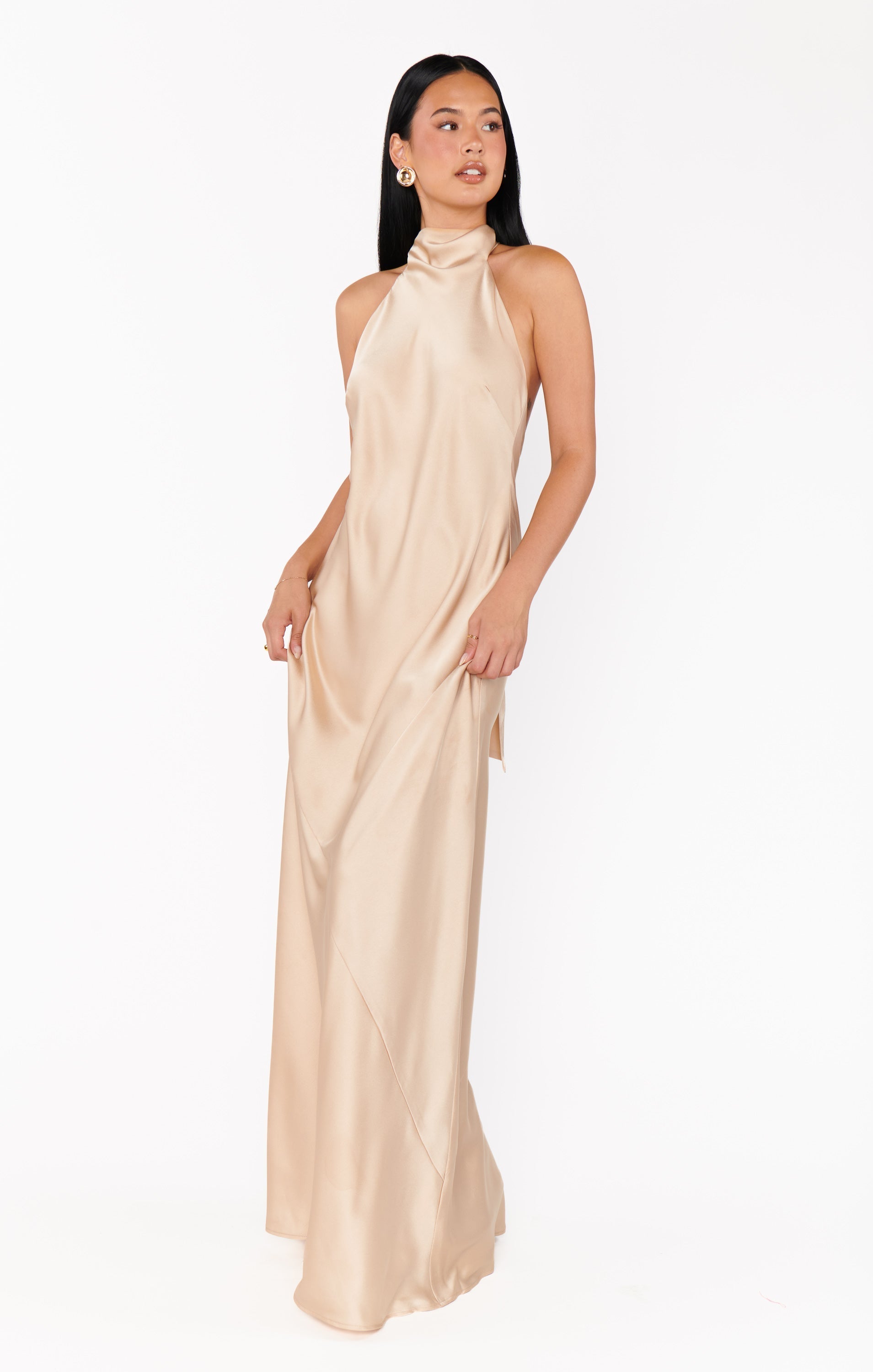 Lisa Maxi Dress ~ Champagne Luxe Satin