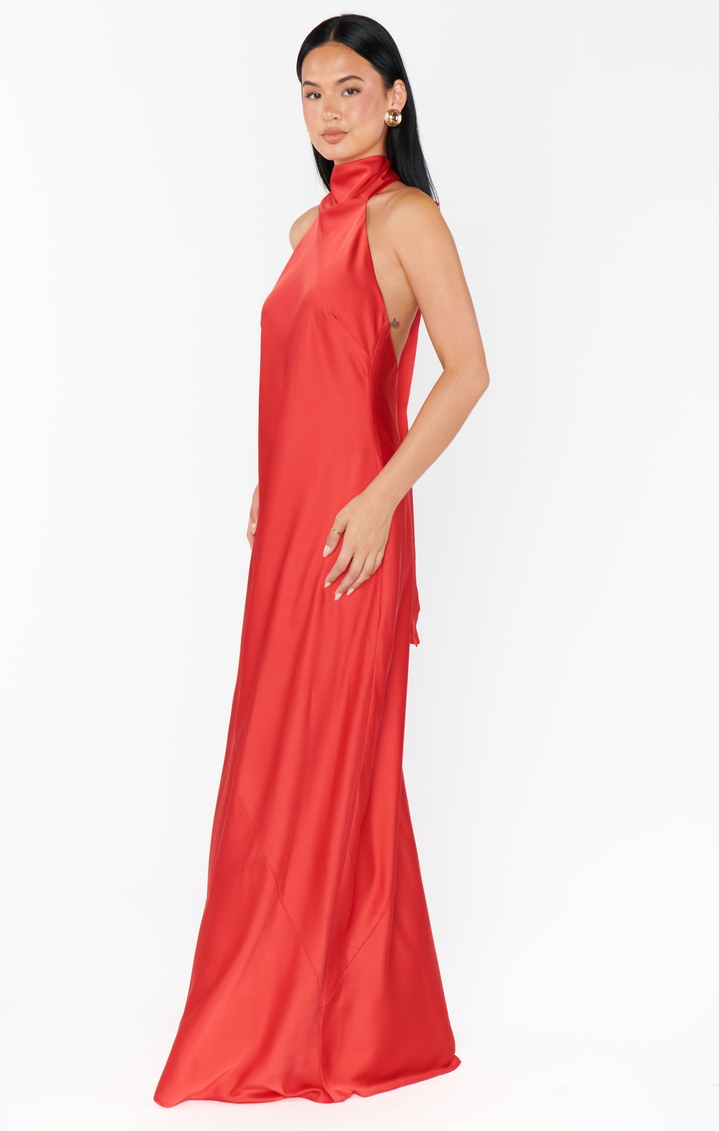 Lisa Maxi Dress ~ Red Luxe Satin