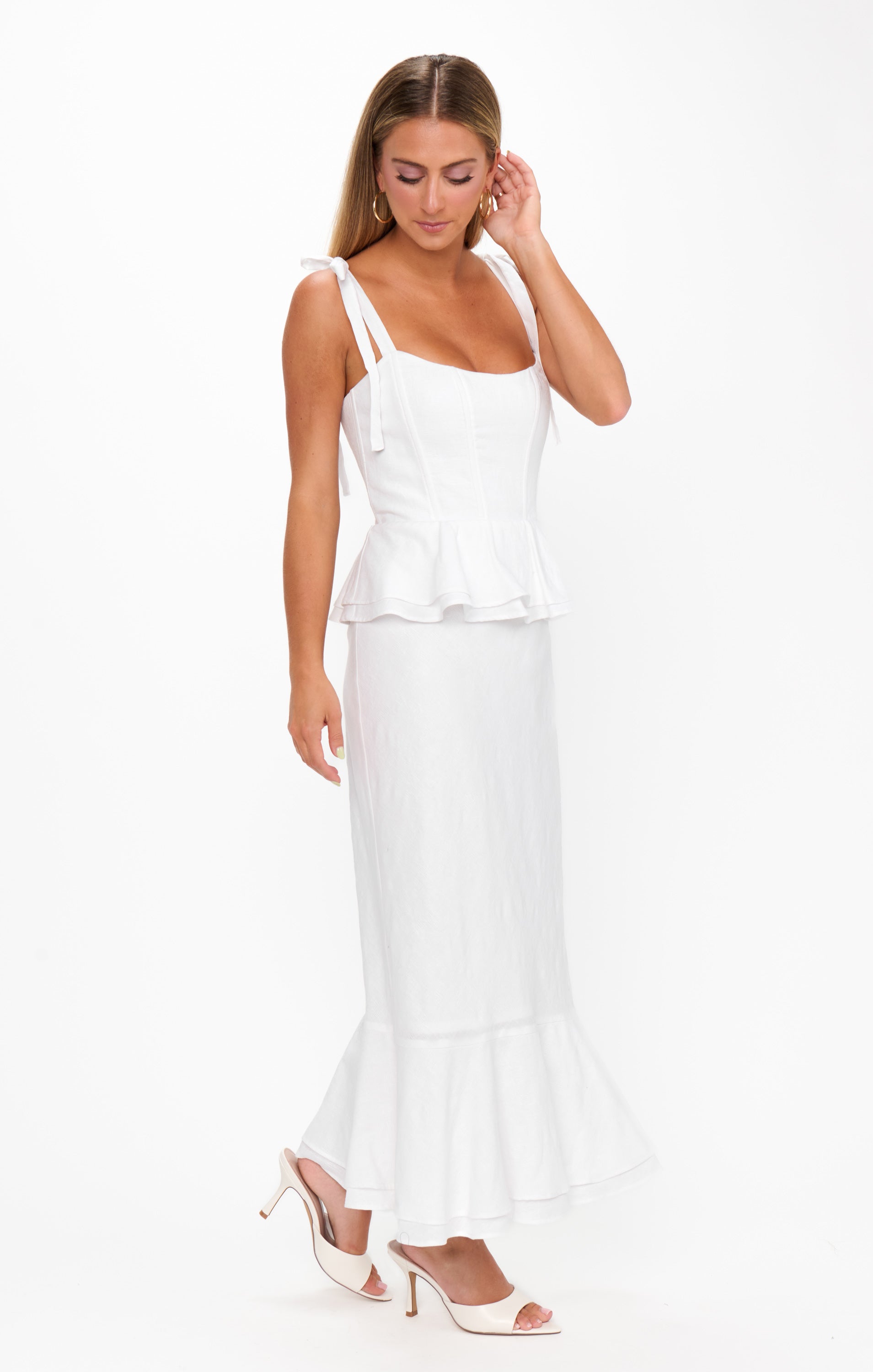 Pauline Peplum Dress ~ White