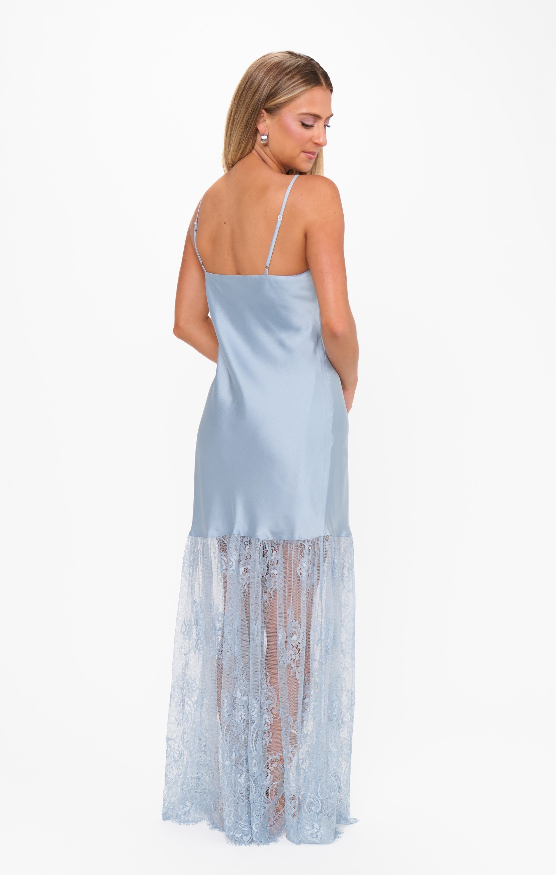 Vanity Dress ~ Steel Blue Luxe Satin